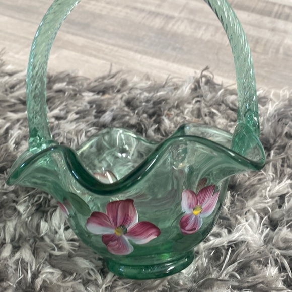 Fenton signed hand painted basket